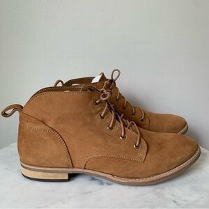 DIBA TRUE Leather booties chestnut Suede lace up chunky ankle boot 10